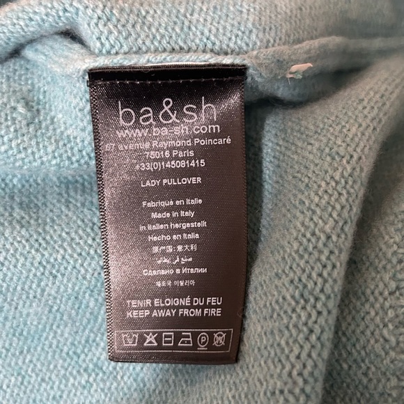 Not for sale -Ba&sh Wool Blend Sweater Fred Teal Blue Preppy Classic Turtleneck - Picture 10 of 13